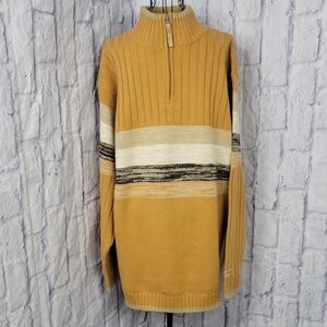 South Pole Men's Turtleneck Sweater in‎ Mustard and Cream Size Medium